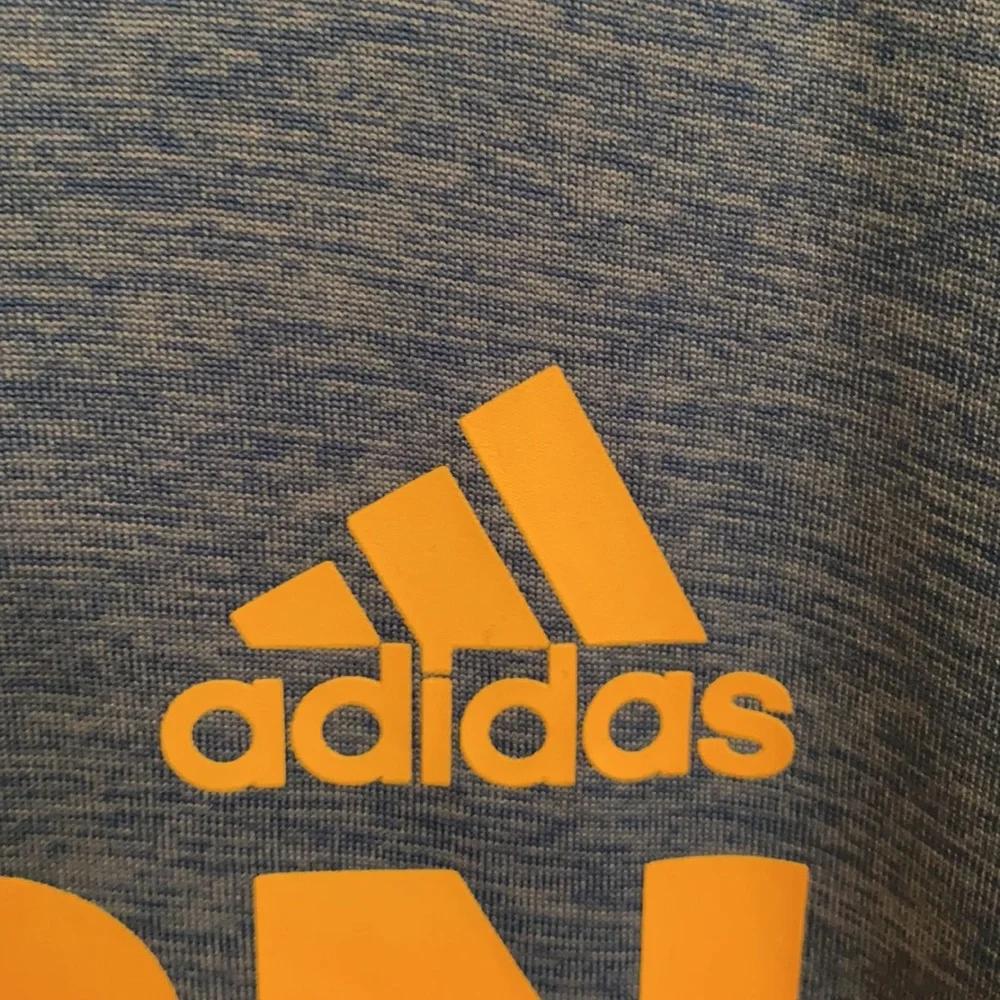 adidas Blue Short Sleeve Polyester Tee Earn Your Stripes Moisture-Wicking 14-16